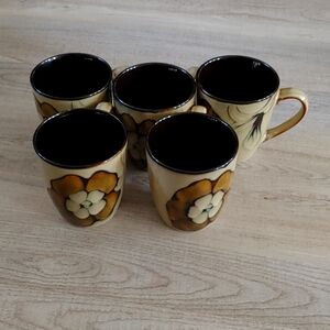 Set of 5 Pfaltzgraff Coco Bloom cups